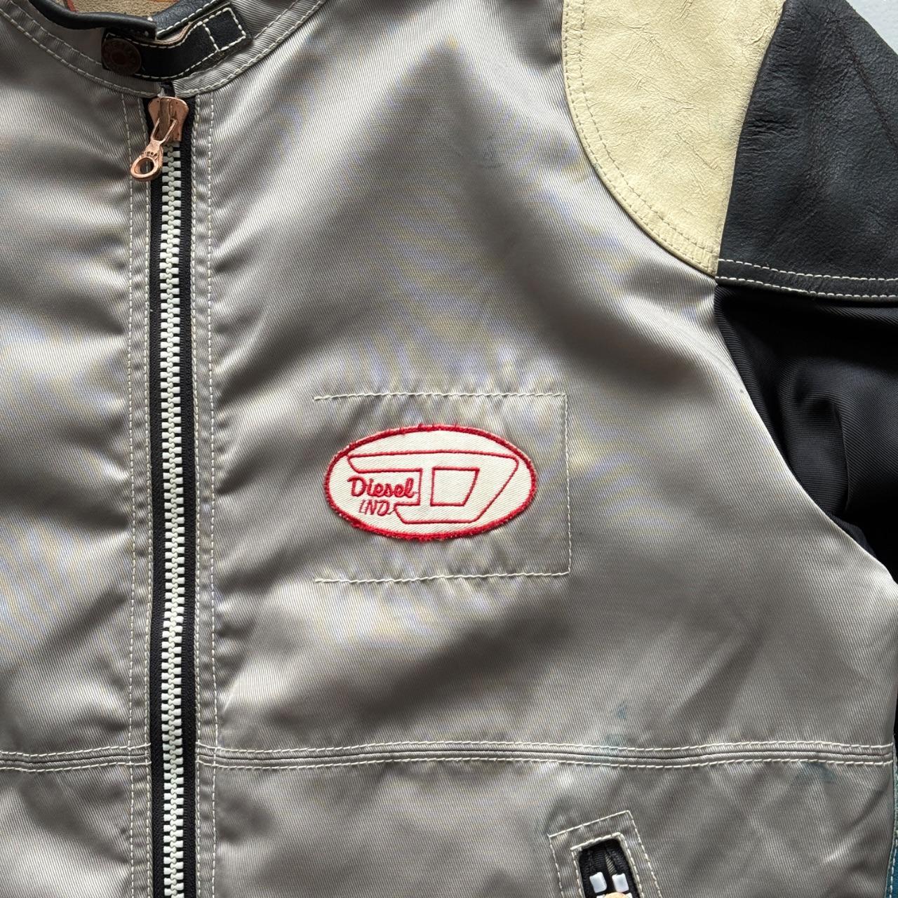 Grey Cream Diesel 90’s Vintage Biker Jacket - Large