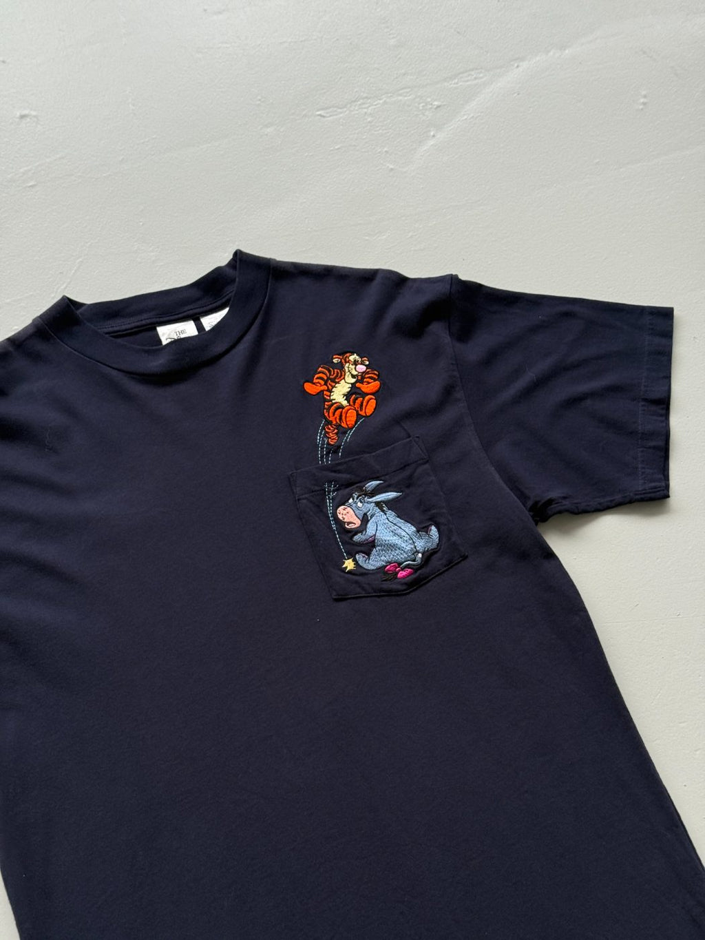 The Disney Store Eeyore & Tigger Embroidered 90's Vintage Pocket T-Shirt - Large