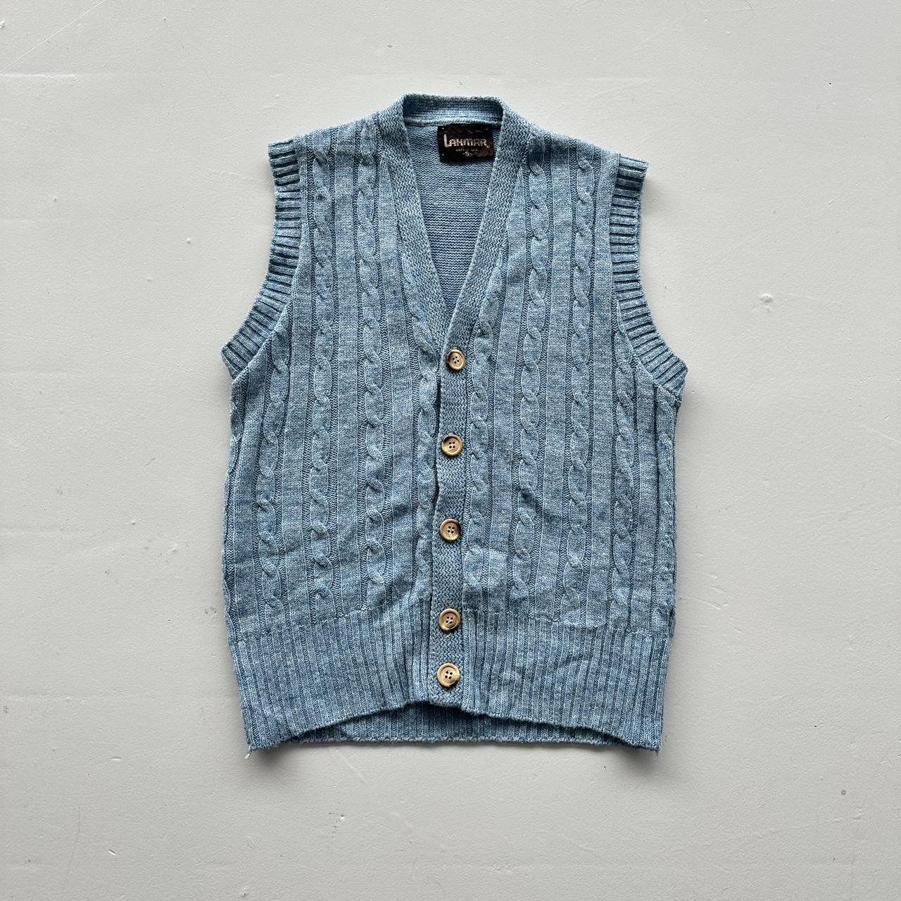 Blue Lahmar 90s Vintage Woollen Sweater Vest - Small