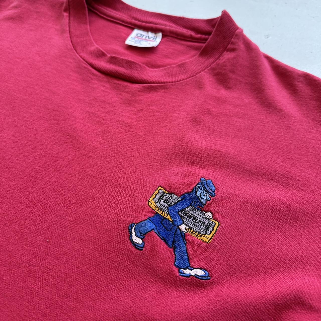 Embroidered Red/Pink Harmonica 90s Vintage T-shirt - Medium
