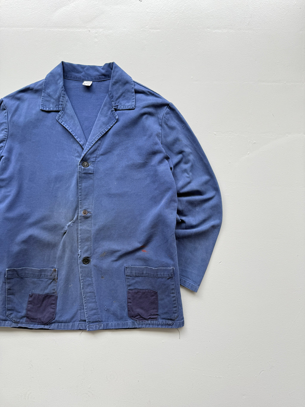 Thrashed Blue Chore Jacket 70's Vintage French Workwear CH138 - Large