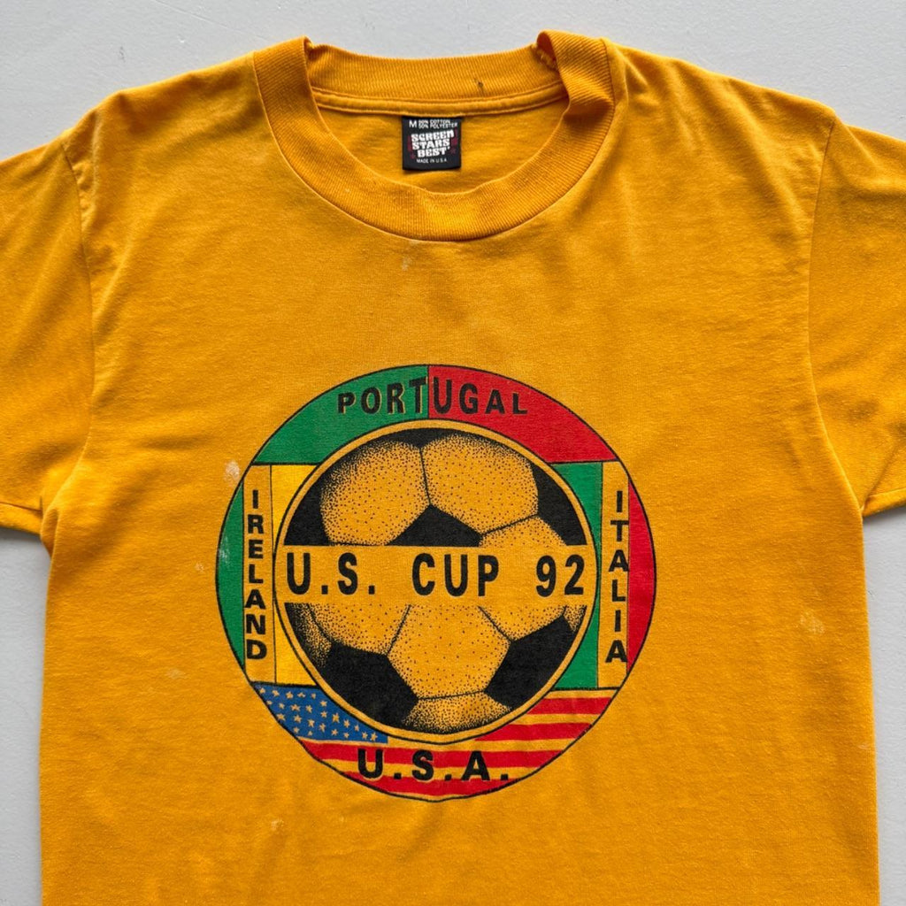 Yellow US Cup 90s Vintage Graphic Football T-Shirt - Small