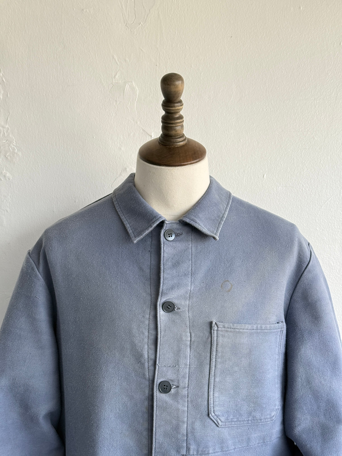 Faded Blue Moleskin German Made 60's Vintage Workwear Chore Jacket CH472 - Large