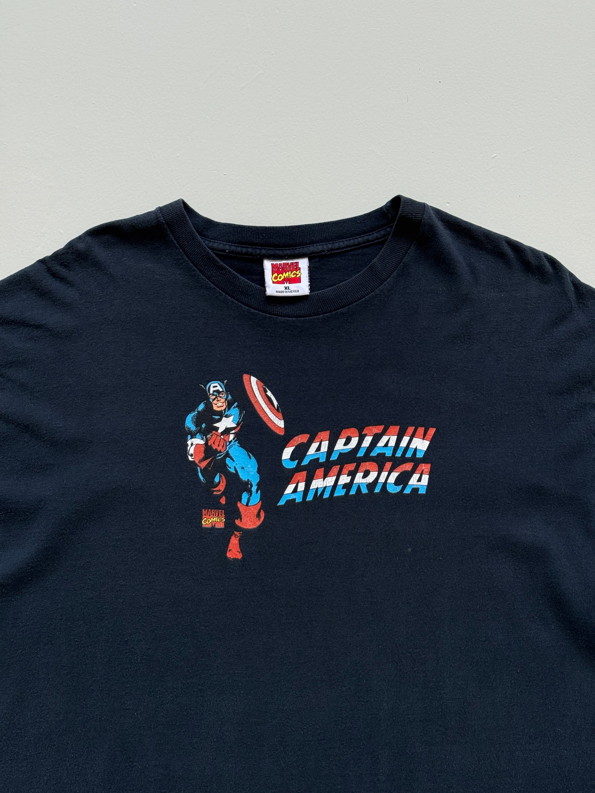 Navy Blue Captain America 00's Vintage Marvel Comics Graphic T-Shirt - XL