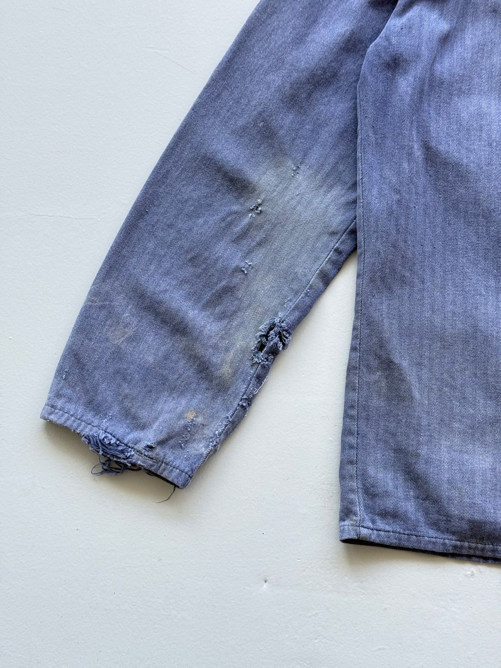 Faded Blue French Chore Jacket 80's Vintage Herringbone Workwear CH325 - Womens