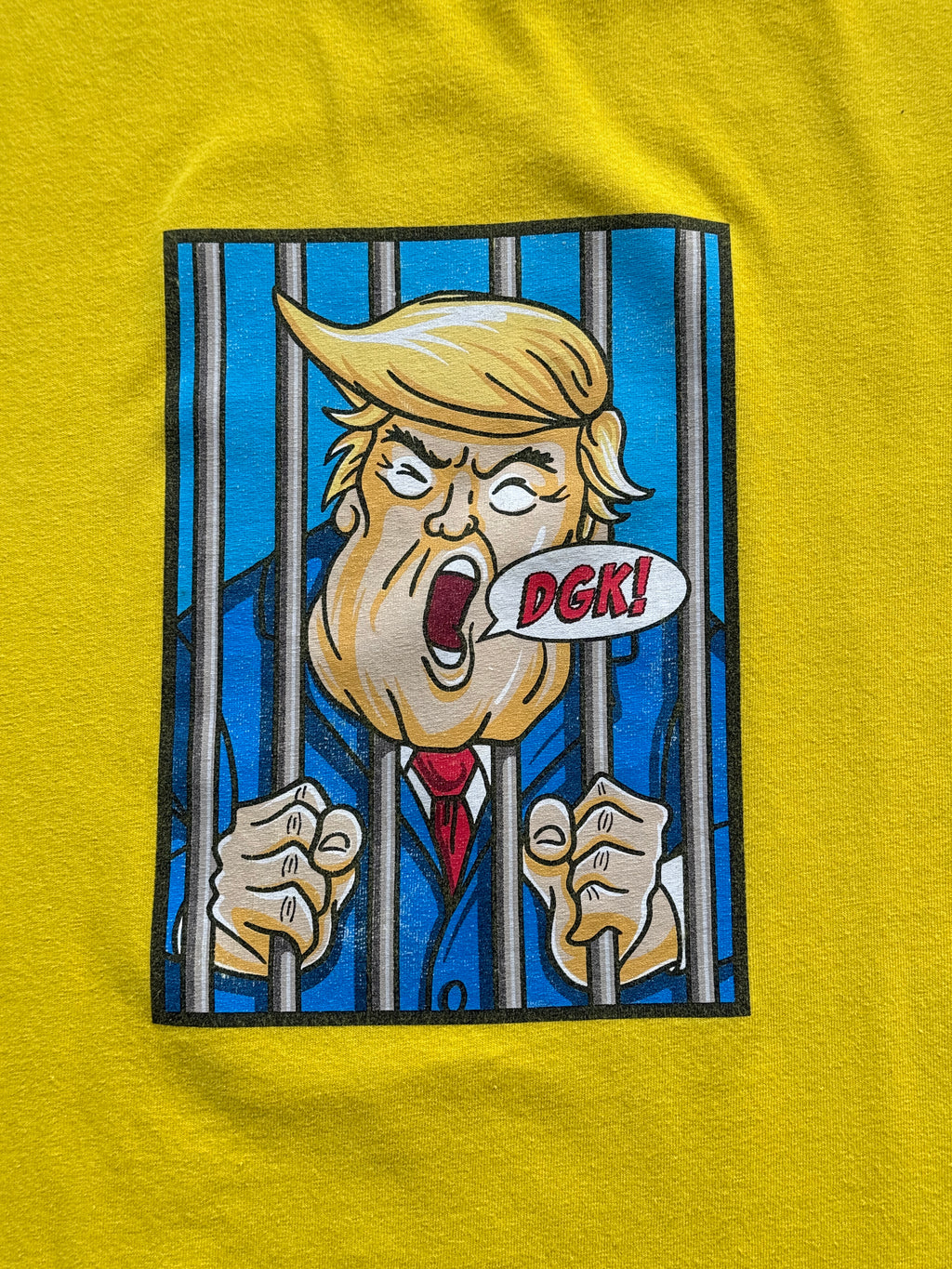 Yellow DGK Skateboards 00's Vintage Donald Trump Cartoon Graphic T-Shirt - XL