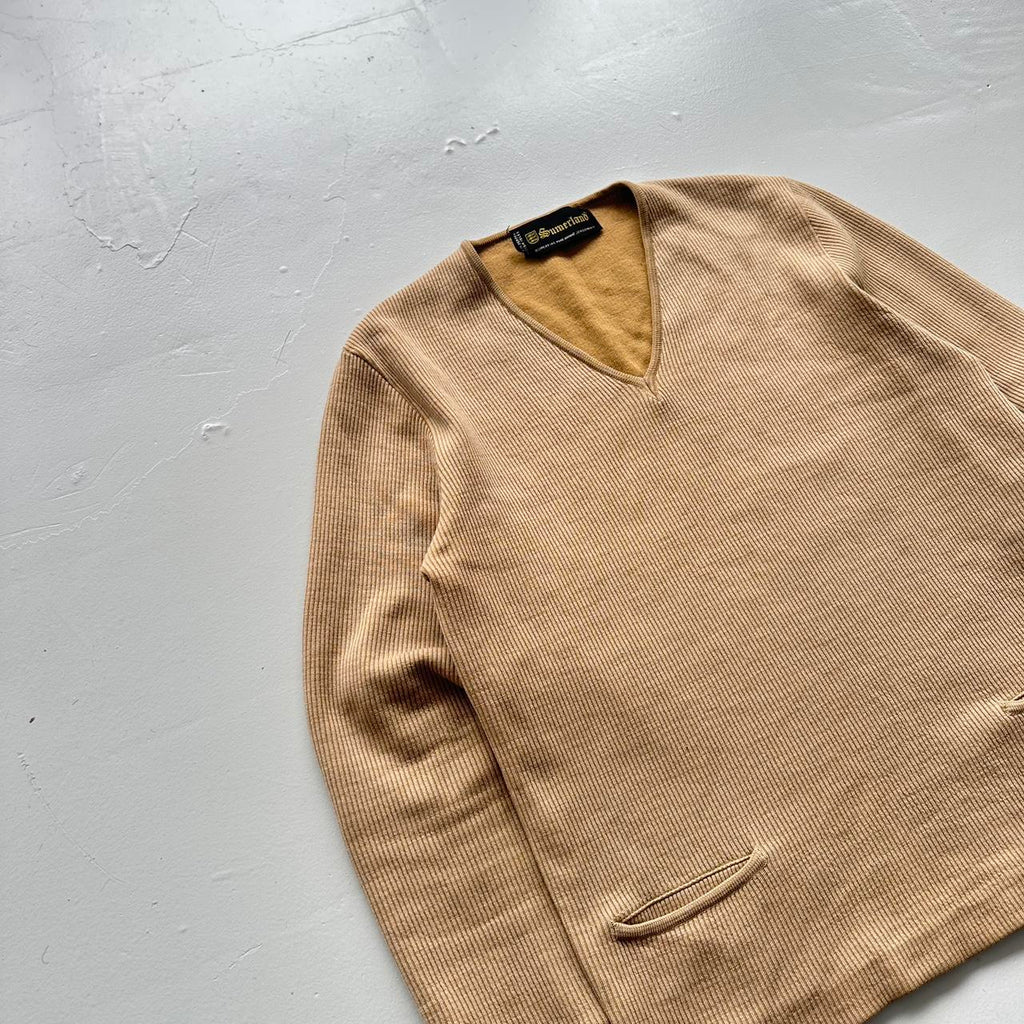 Tan Pure Wool Jersey Knit Vintage Sunderland 70s Sweatshirt - Medium