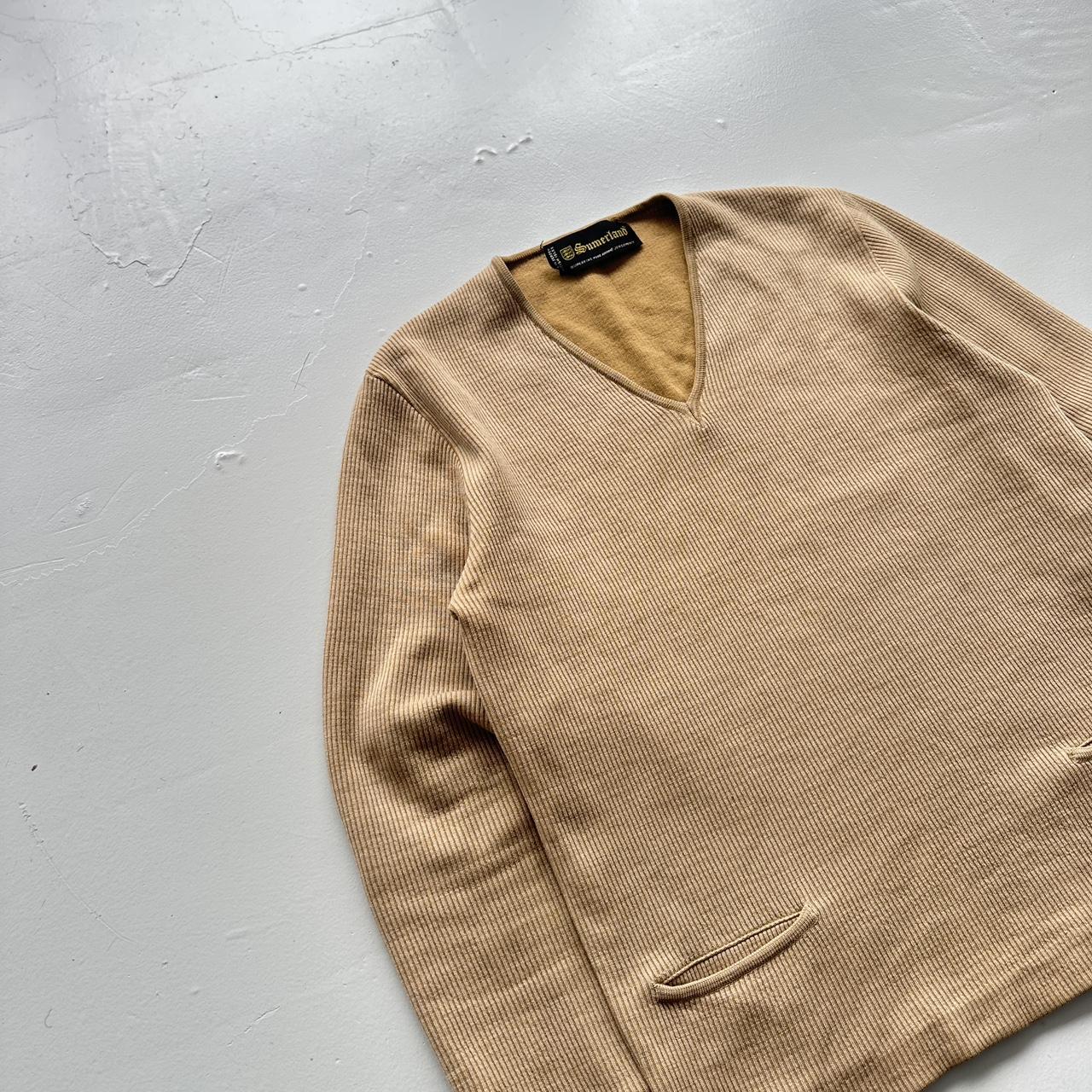 Tan Pure Wool Jersey Knit Vintage Sunderland 70s Sweatshirt - Medium