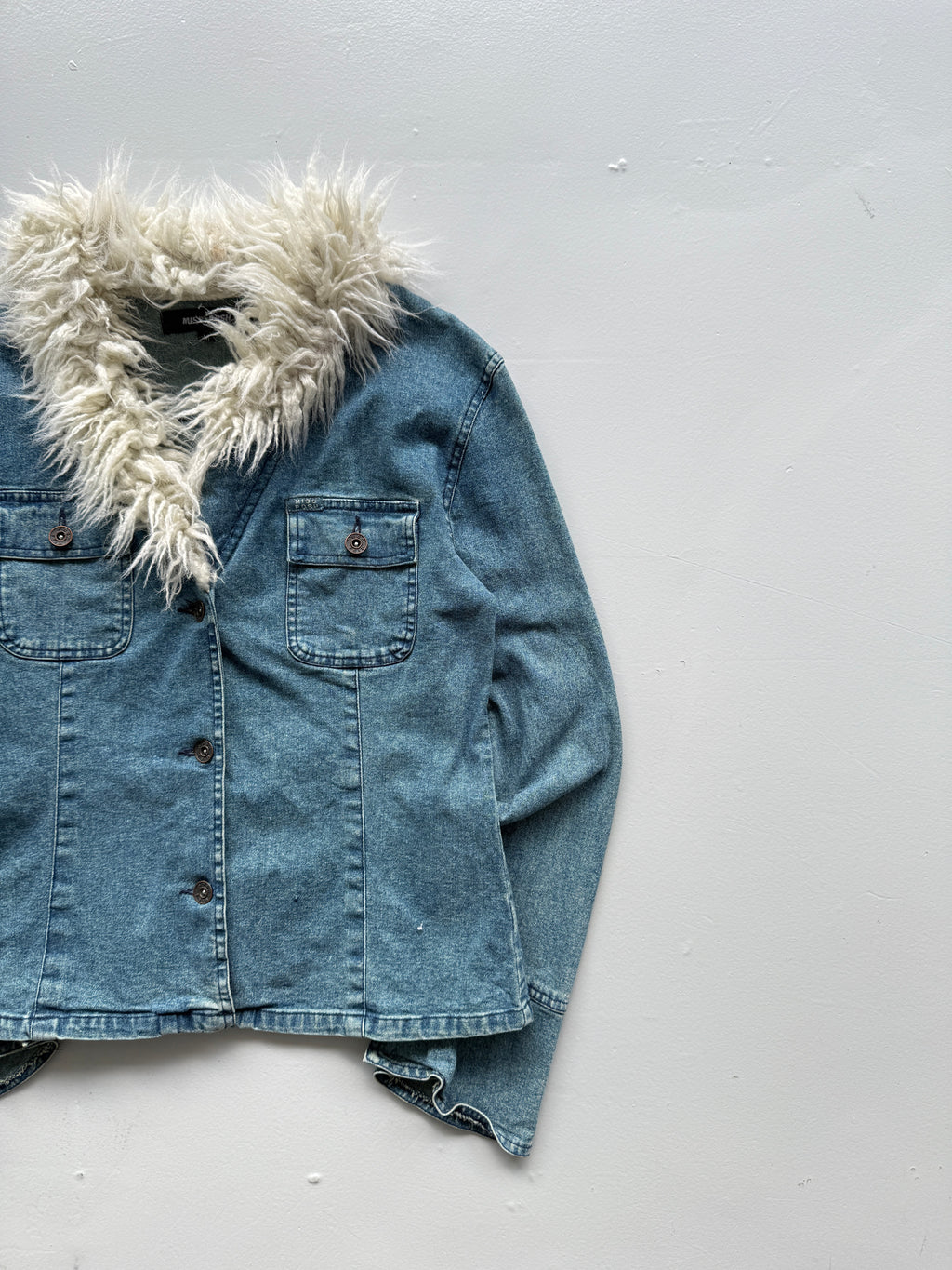 Blue Miss Posh 00's Vintage Y2K Denim Fur Jacket - Size 6