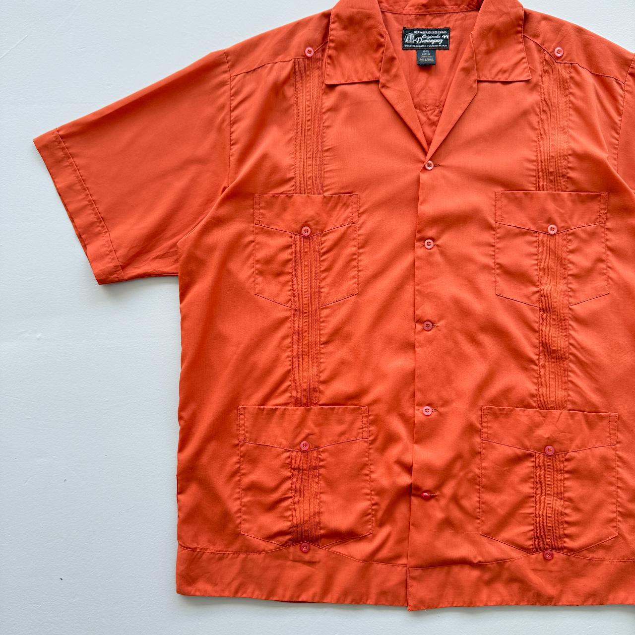 Orange Cuban Camp Collar Havanna Vintage 70's Shirt - XL