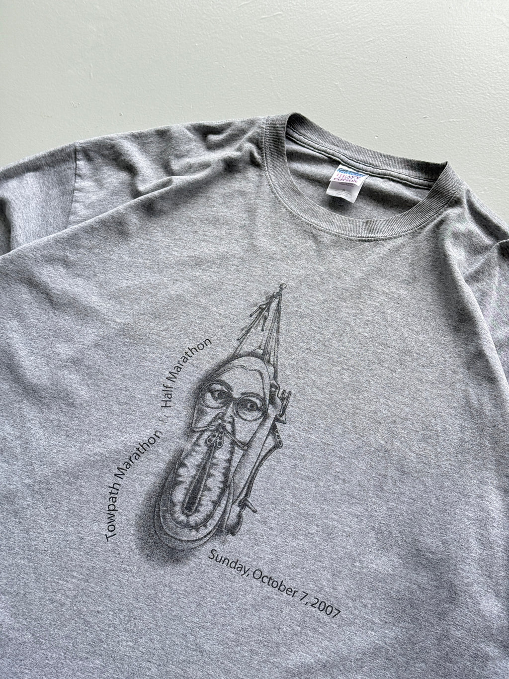 Grey Marathon 00's Vintage Long Sleeve Graphic T-Shirt - XL