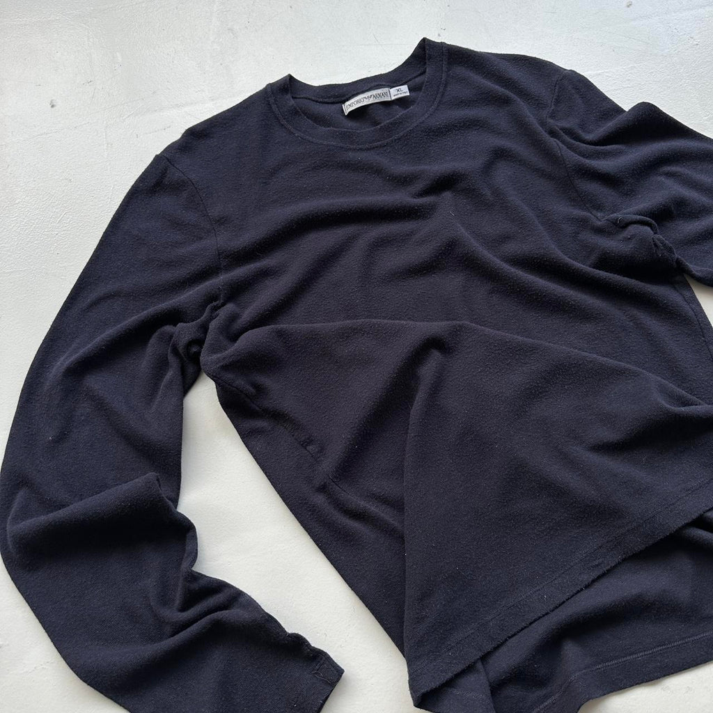 Navy Emporio Armani 90s Vintage Long Sleeves T-shirt - Large