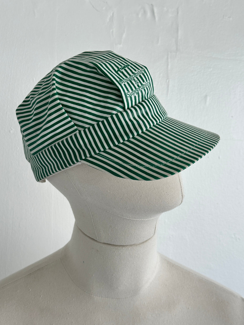 Green & White Tandem Striped 90's Vintage SnapBack Trucker Cap