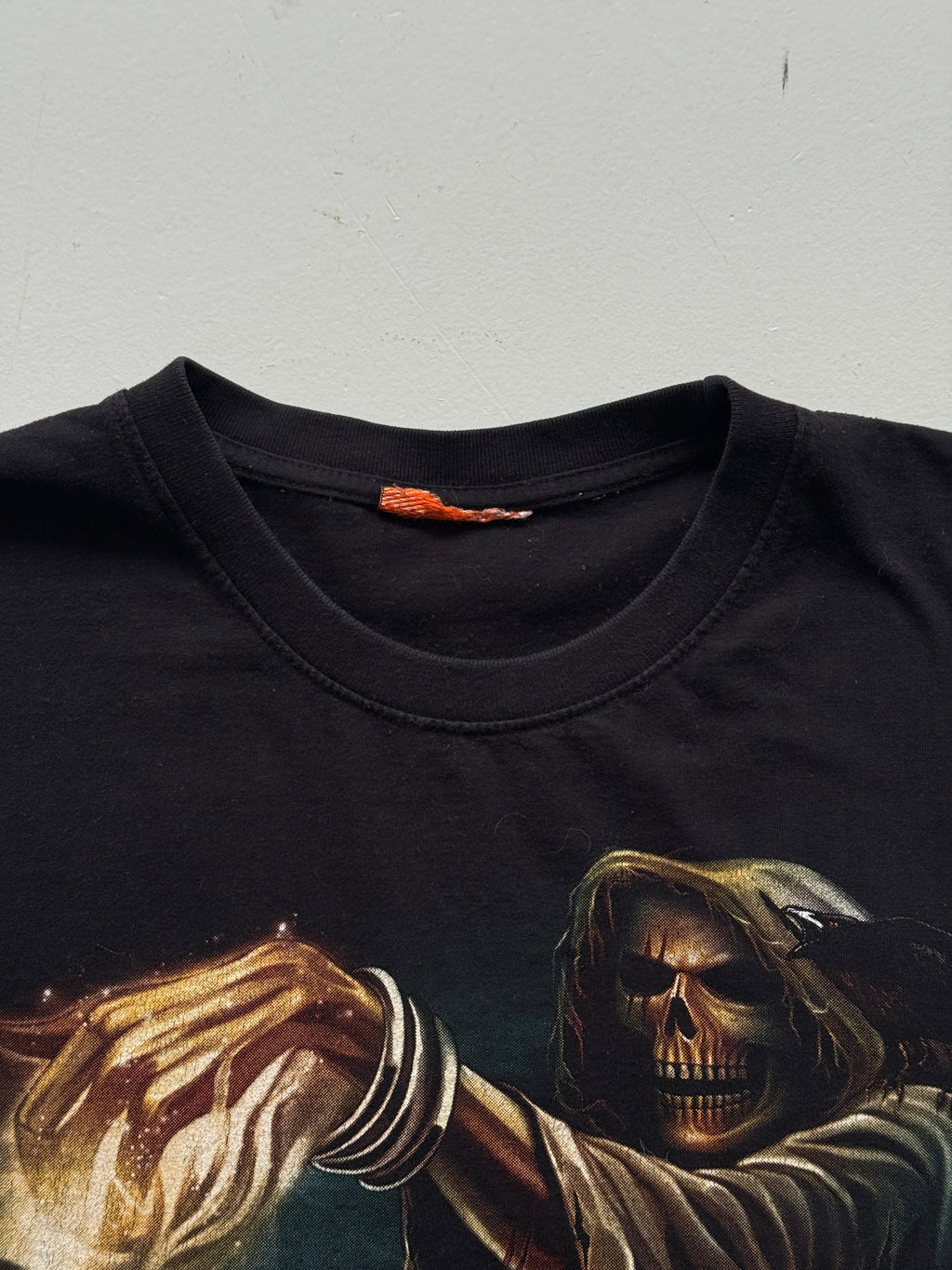 Black Grim Reaper 00's Vintage Y2K Graphic Metal T-Shirt - Large