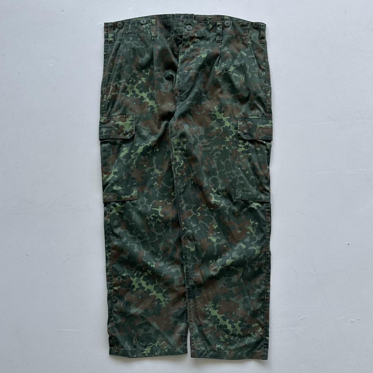 Khaki Green German Flecktarn Camo Military Cargo Pants - 38" x 29"