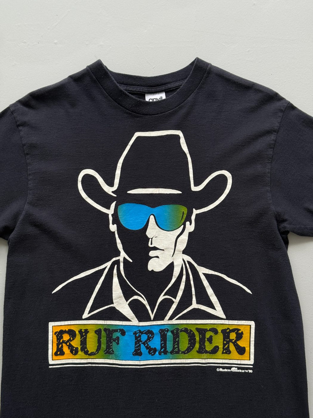 Anvil Ruf Rider Rodeo America 90's Vintage Graphic T-Shirt - Medium