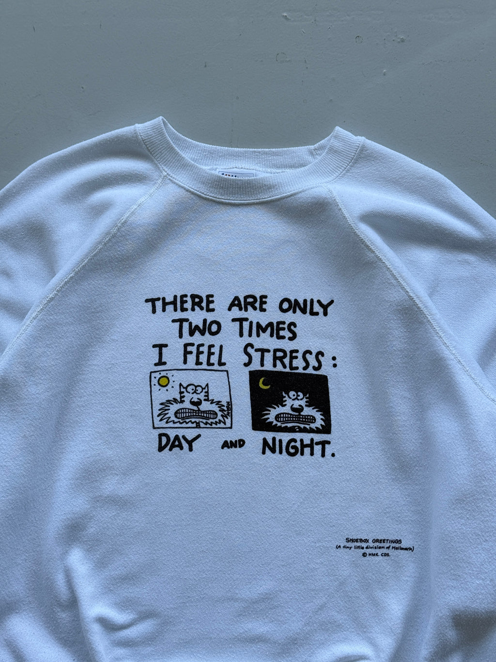 White 00's Vintage Funny Slogan Graphic Sweatshirt Jumper - Large