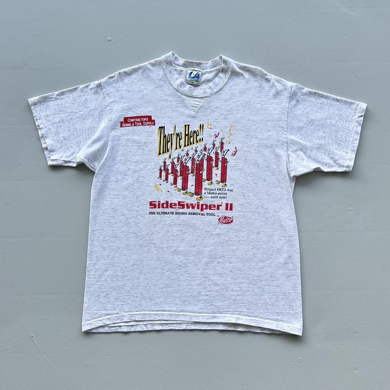 Grey Side Swiper Contractor Vintage 90s T-shirt - XL