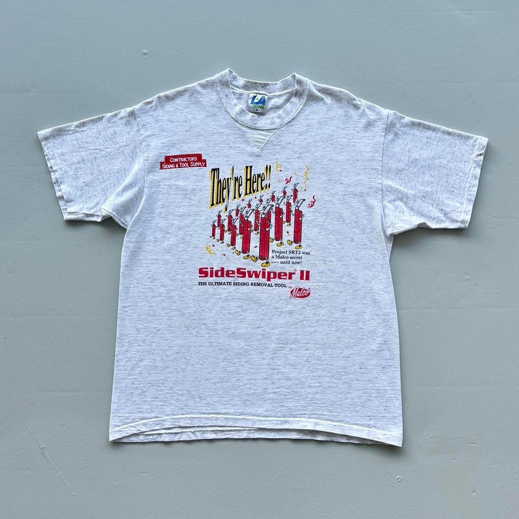 Grey Side Swiper Contractor Vintage 90s T-shirt - XL