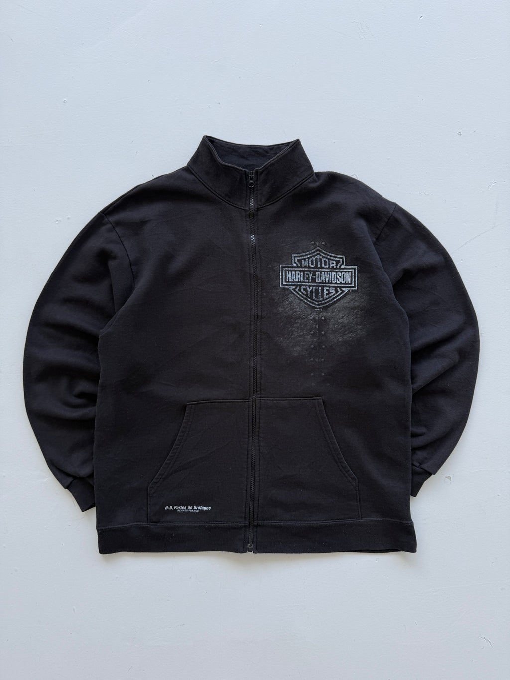 Harley Davidson Eagle Graphic Vintage Full Zip Sweatshirt - Large