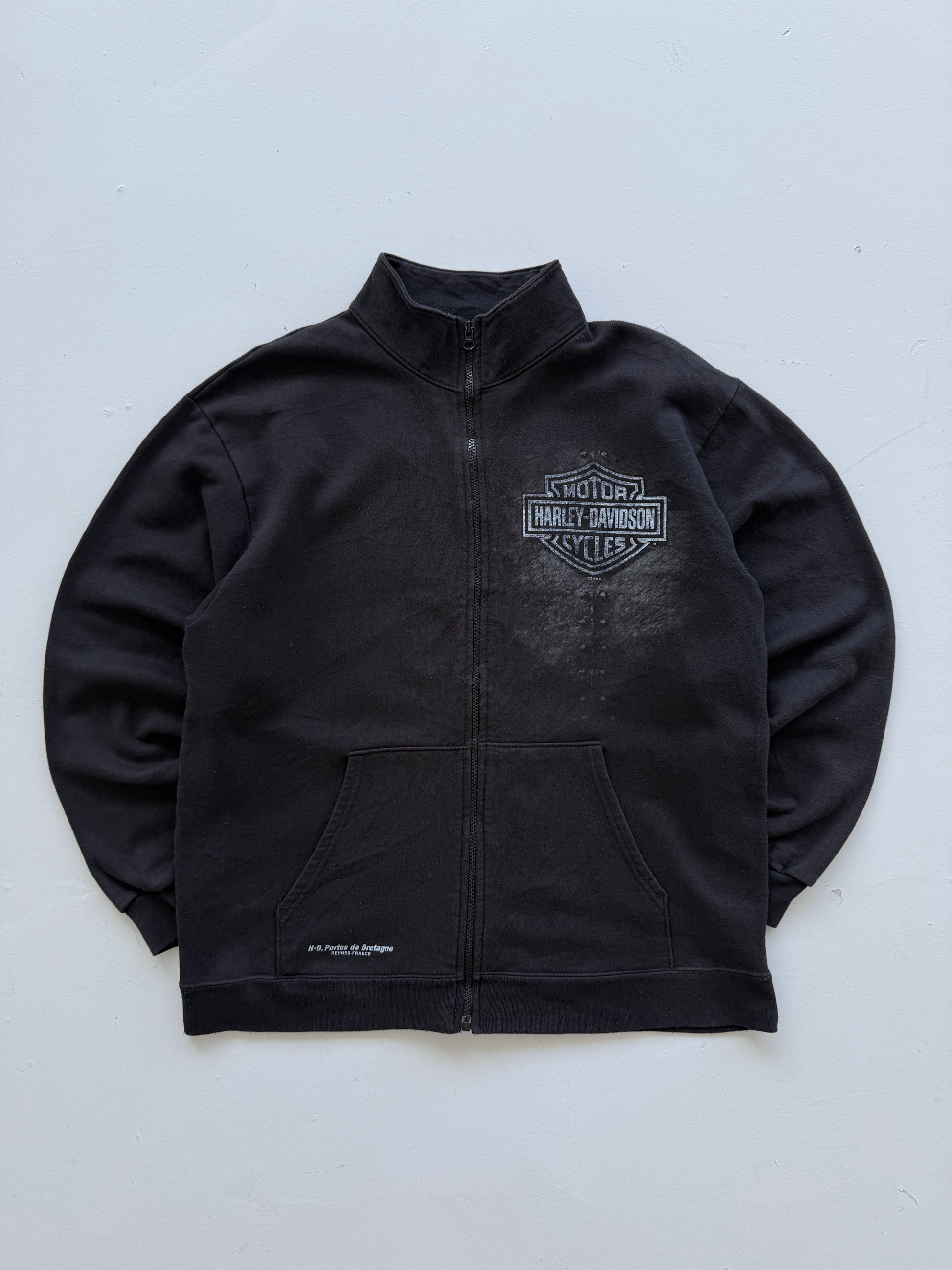 Harley Davidson Eagle Graphic Vintage Full Zip Sweatshirt - Large