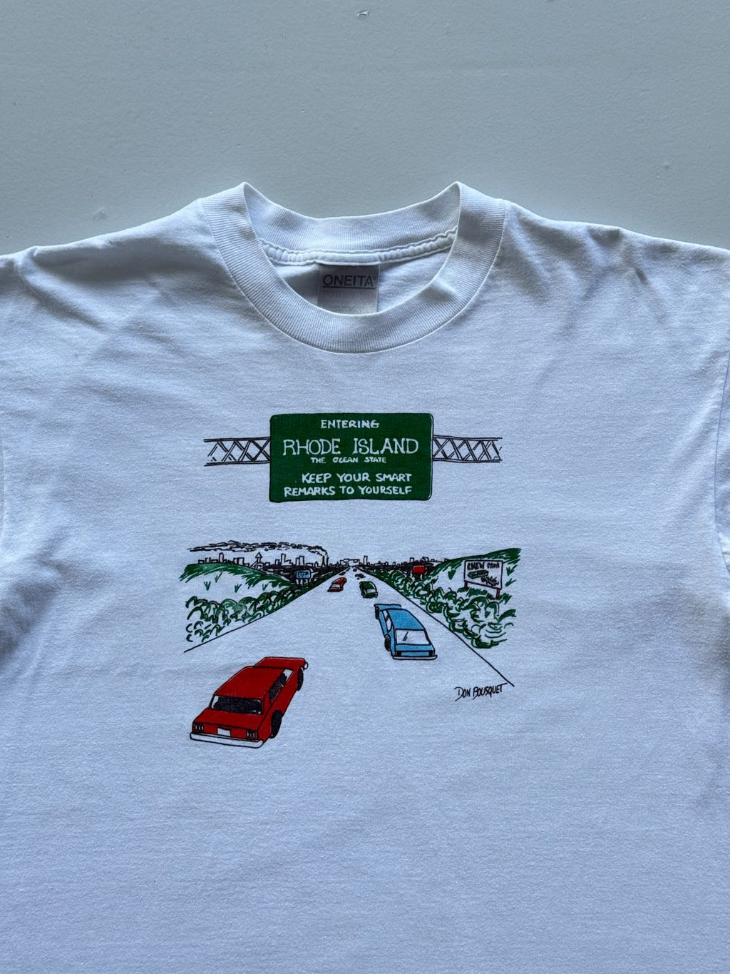 Oneita Rhode Island 'The Ocean State' Don Bousquet 90's Vintage Single Stitch Gr