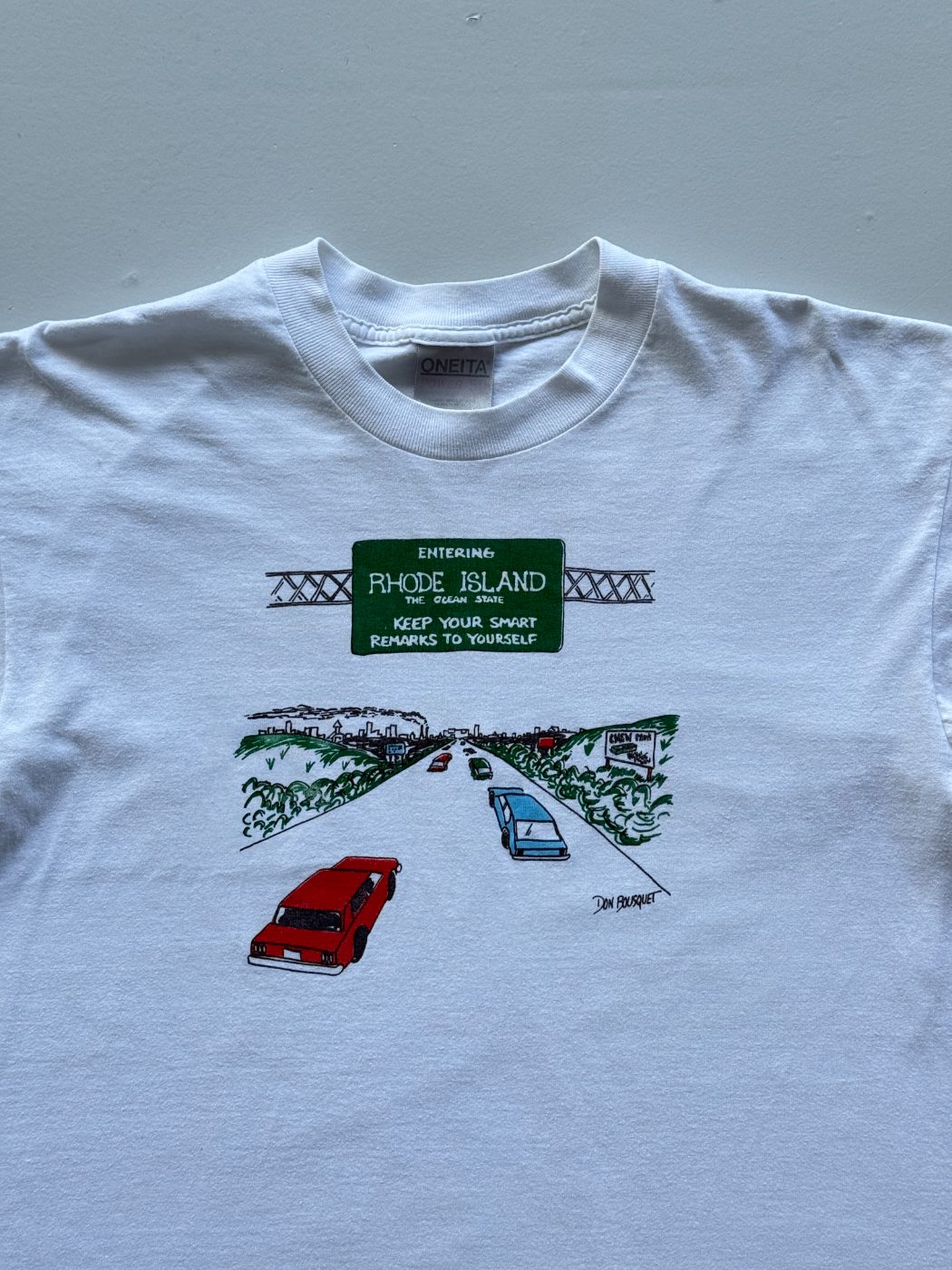 Oneita Rhode Island 'The Ocean State' Don Bousquet 90's Vintage Single Stitch Gr