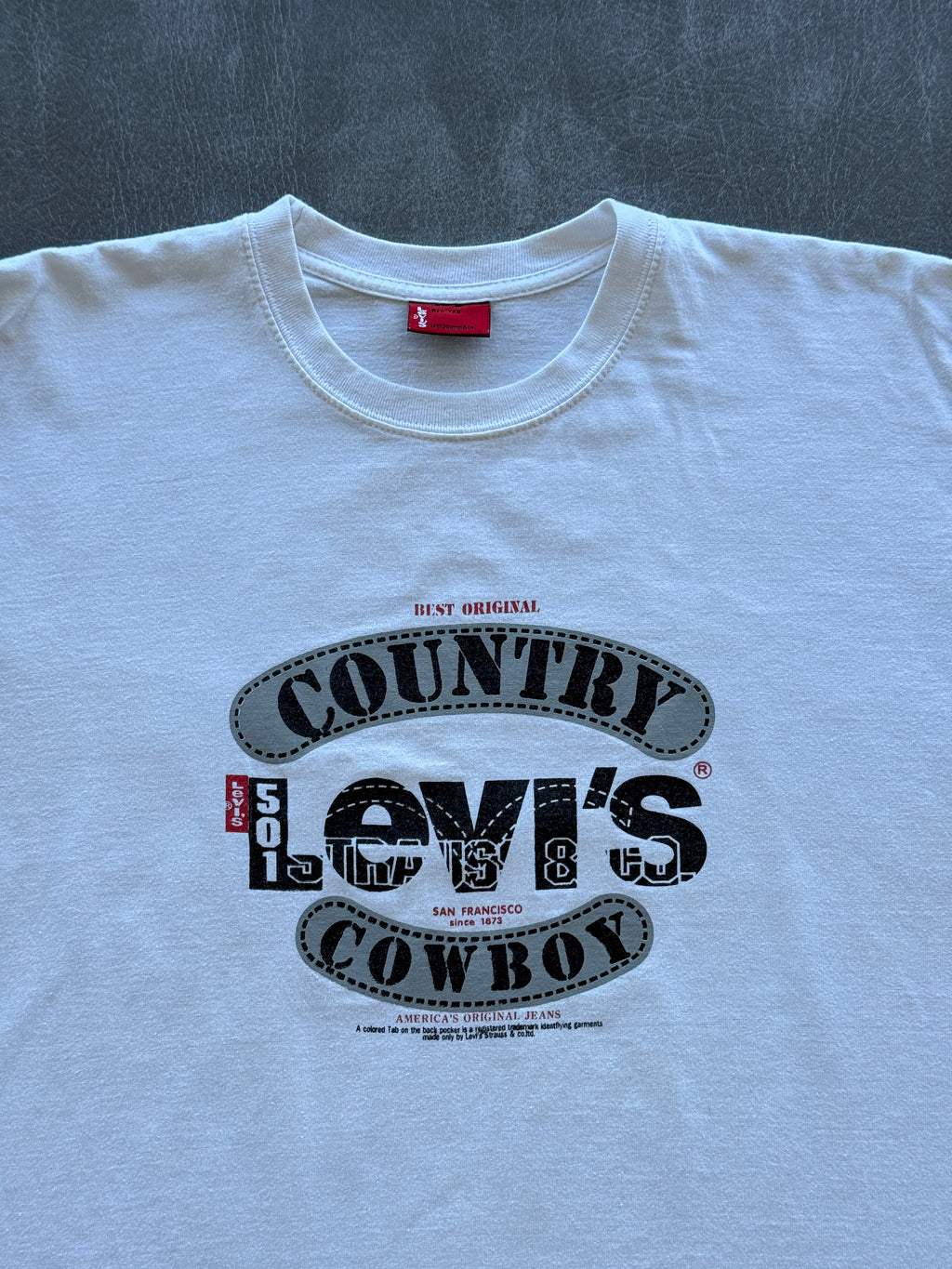 White Levi's Country Cowboy 90's Vintage Graphic T-Shirt - Large Boxy