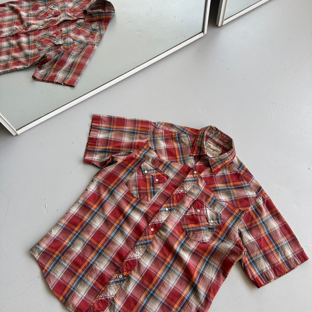 Wrangler Orange Patterned Western Vintage Shirt - Large