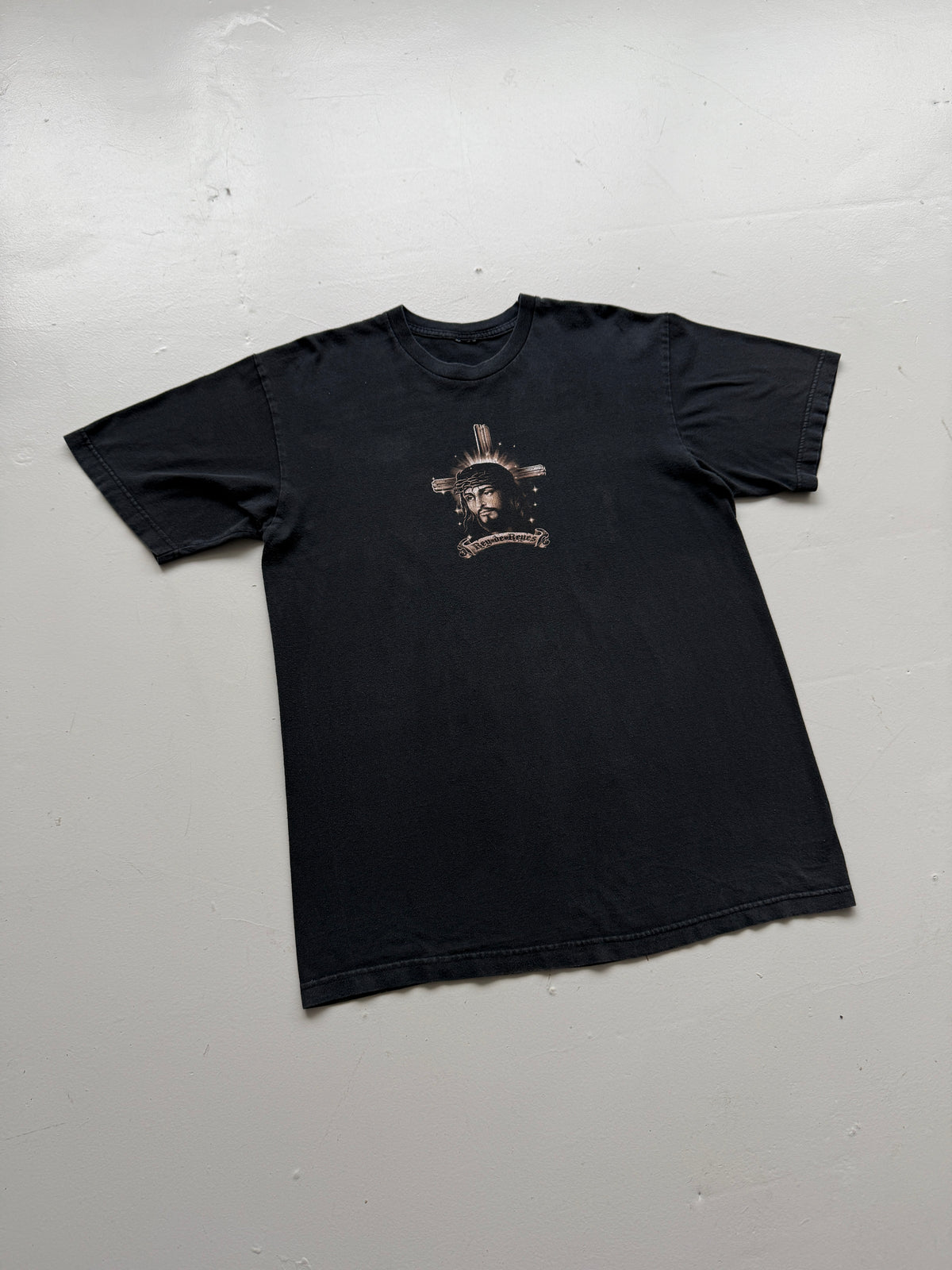 Black Jesus Rey de Reyes 00's Vintage Graphic T-Shirt - Large