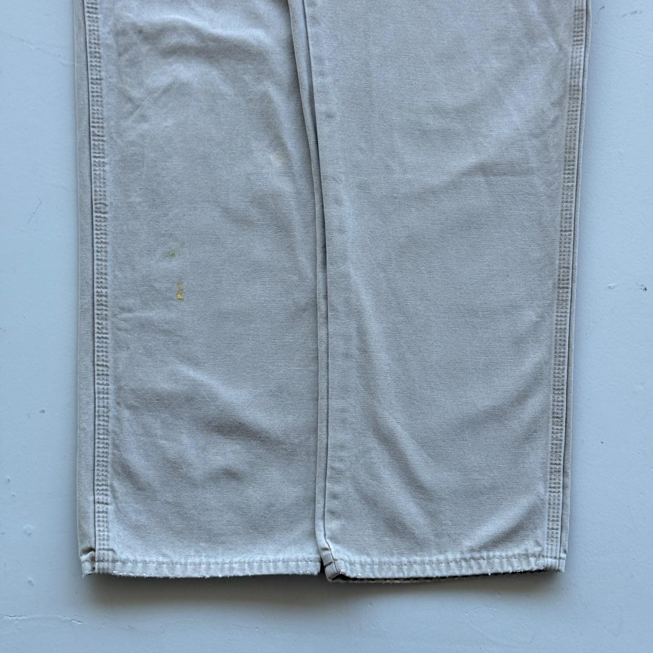 Cream Dickies Wide Leg 90's Thrashed Vintage Carpenter Trousers - 34” x 32”