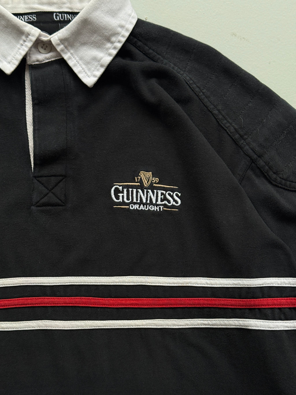 Guinness Draught Vintage Long Sleeve Rugby Polo - Large