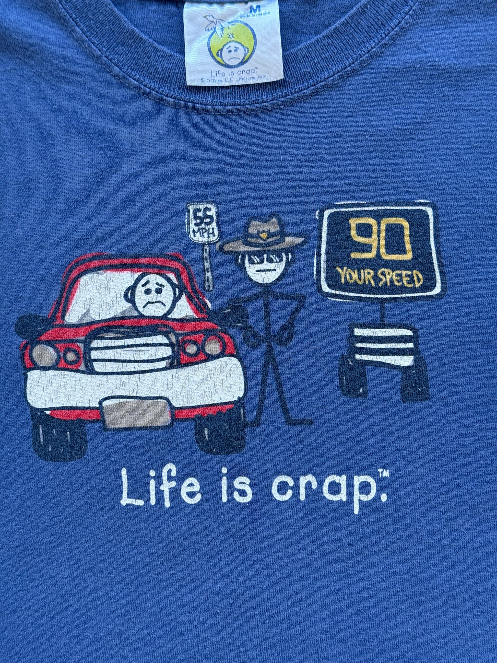 Blue Life is Crap 00's Vintage Slogan Funny Graphic T-Shirt - Medium