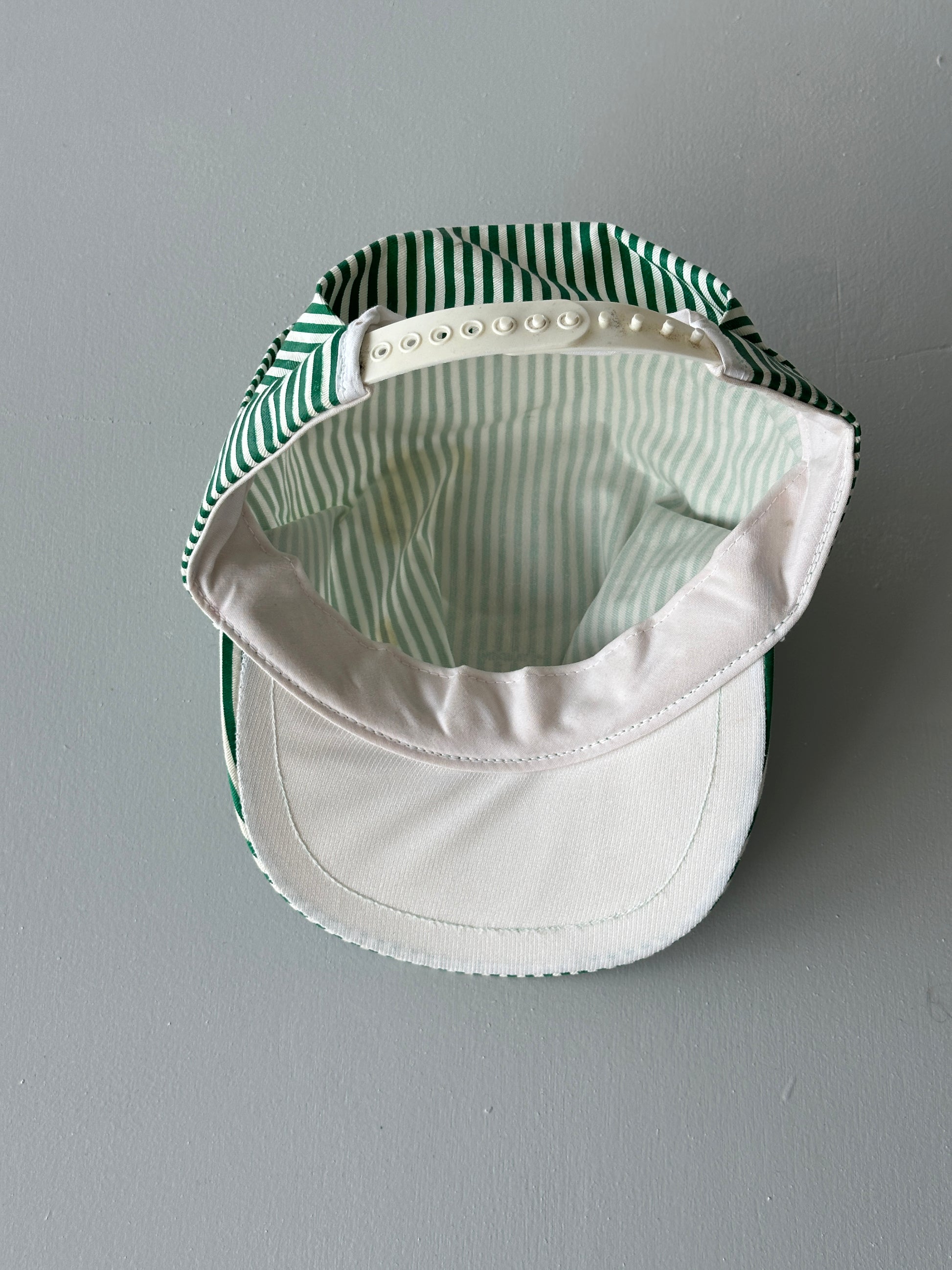 Green & White Tandem Striped 90's Vintage SnapBack Trucker Cap