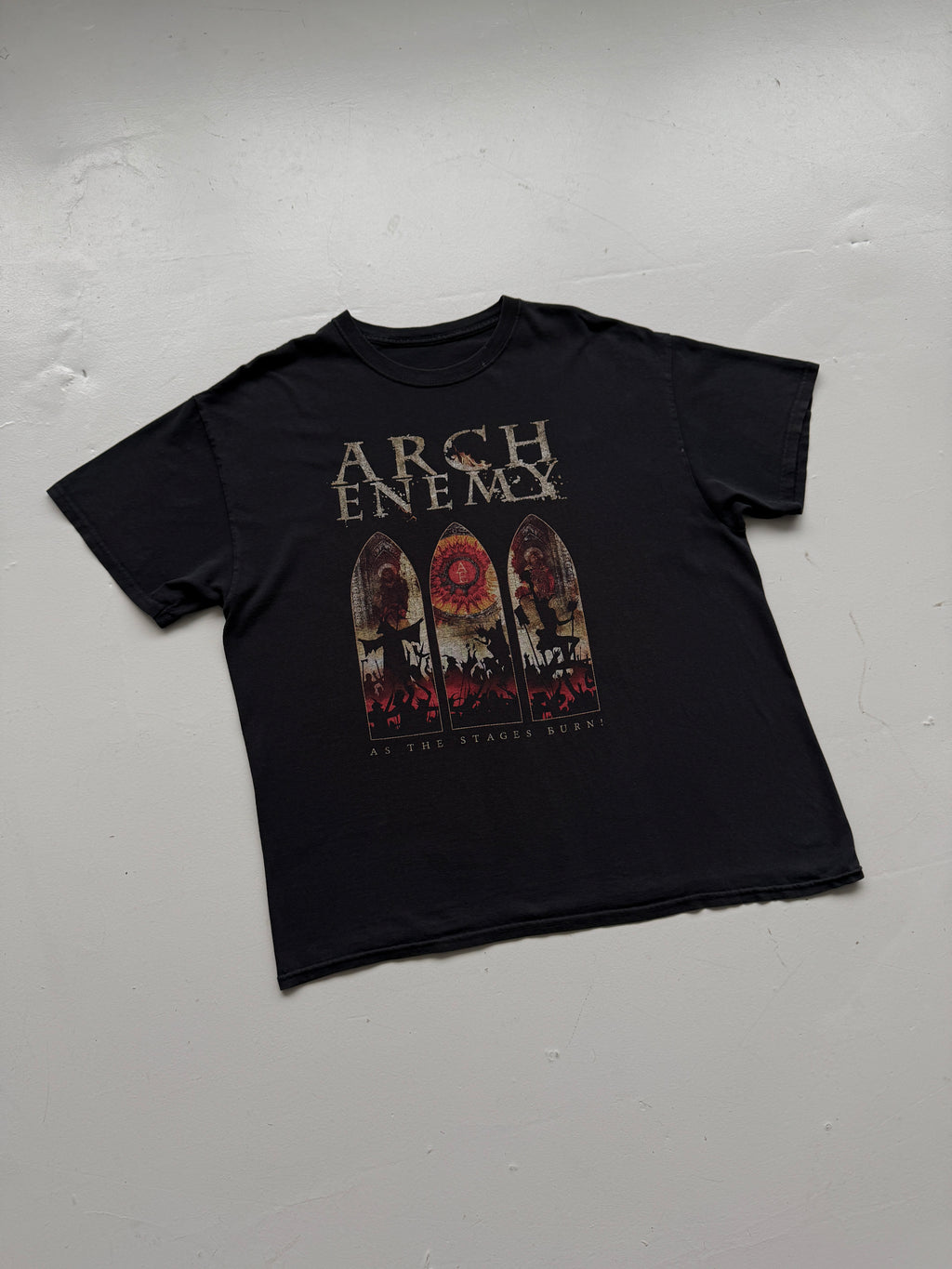Black Arch Enemy As The Stages Burn! Vintage Graphic T-Shirt - XL