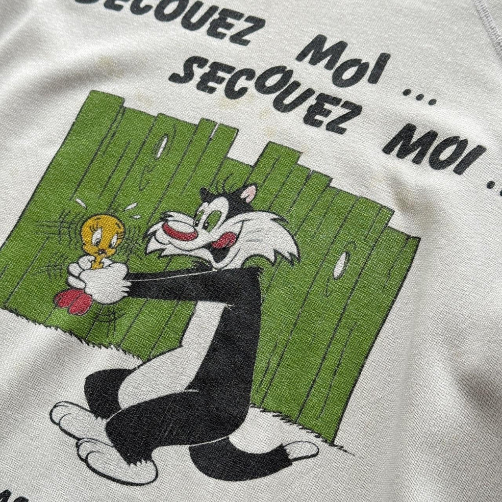 Cream 1984 Sylvester Tweety Warner Bros French Vintage Graphic Sweatshirt - Medium