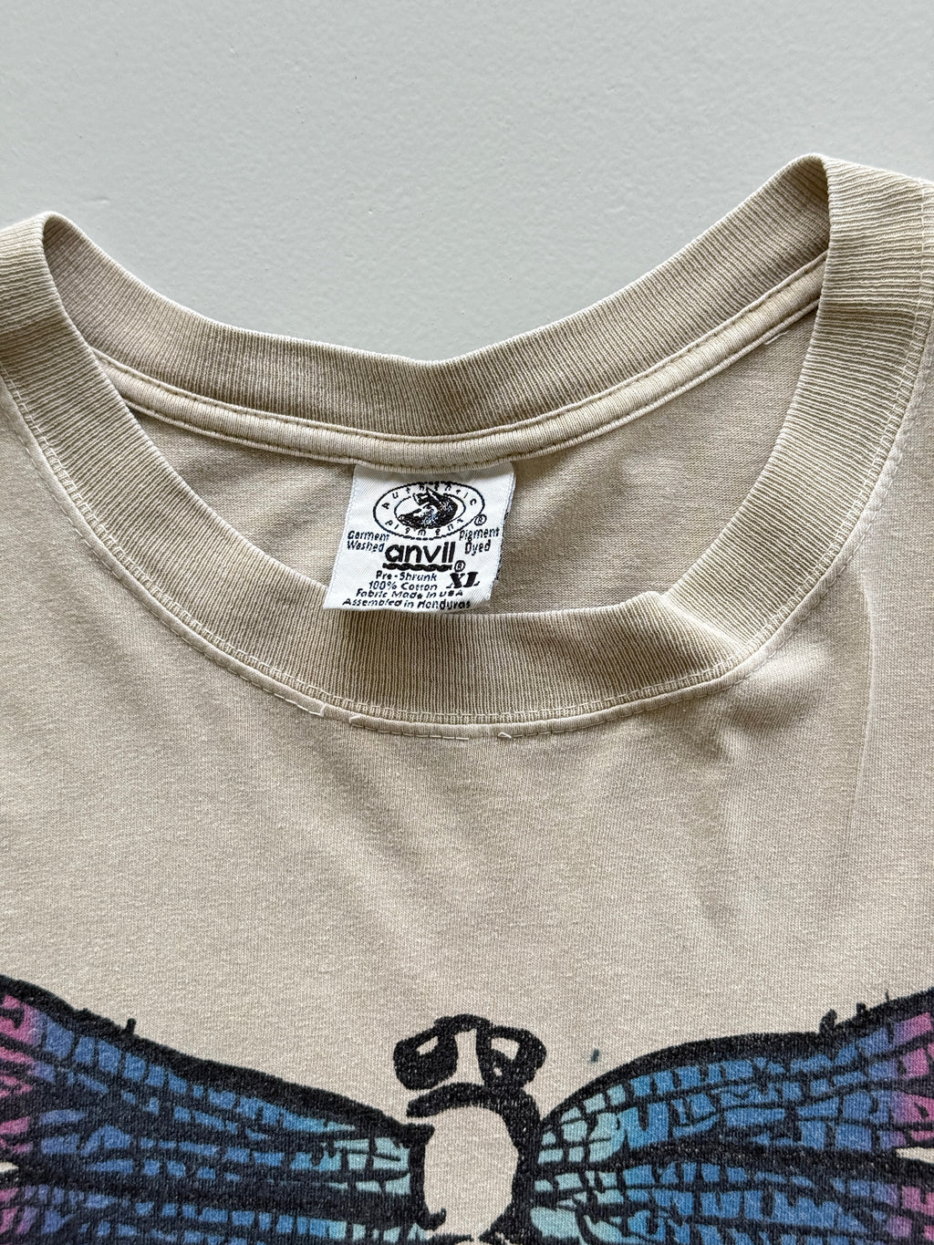 Beige Dragon Fly 90's Vintage Single Stitch Graphic T-Shirt - XL