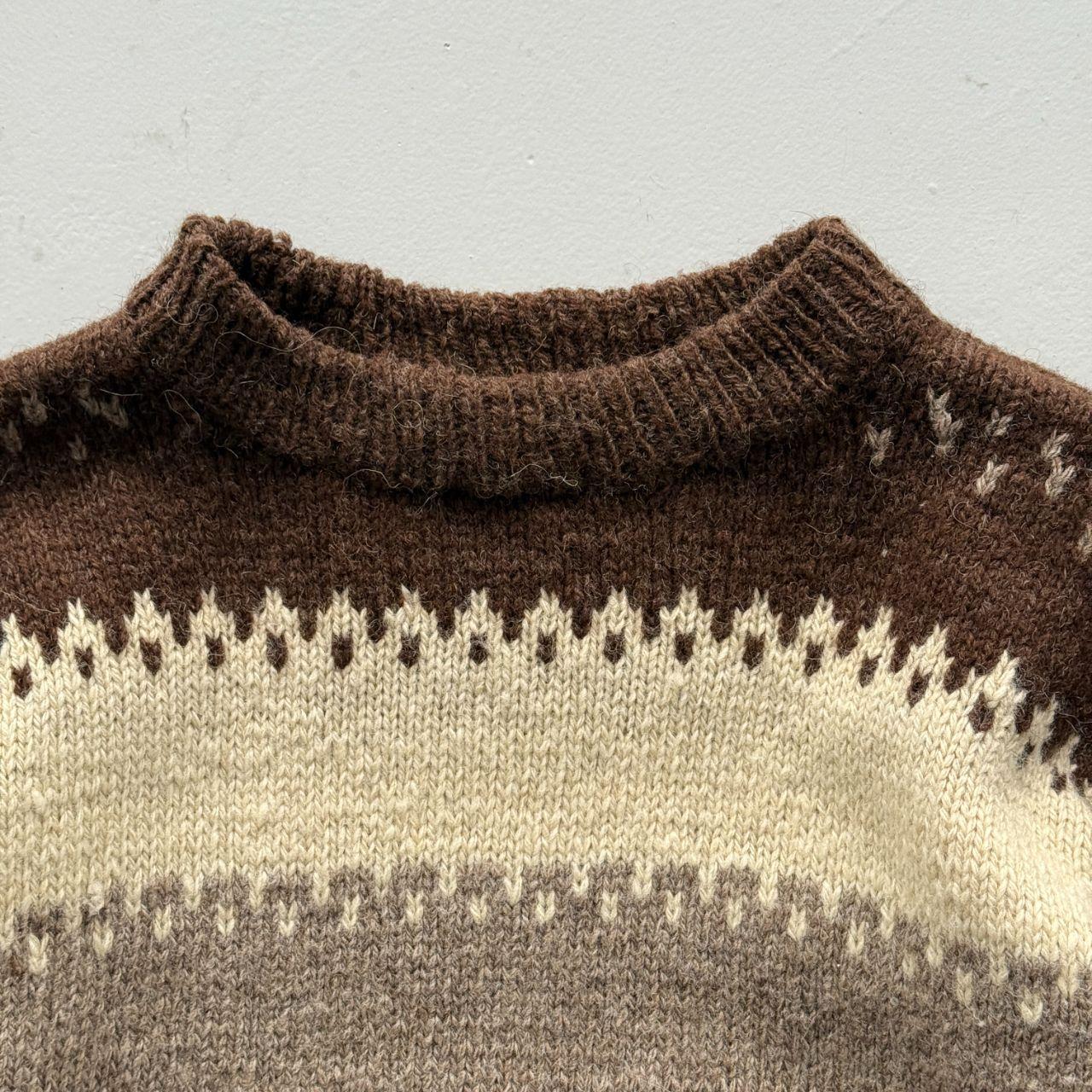 Brown 80s Hand Made Chunky Knit Jumper - XL