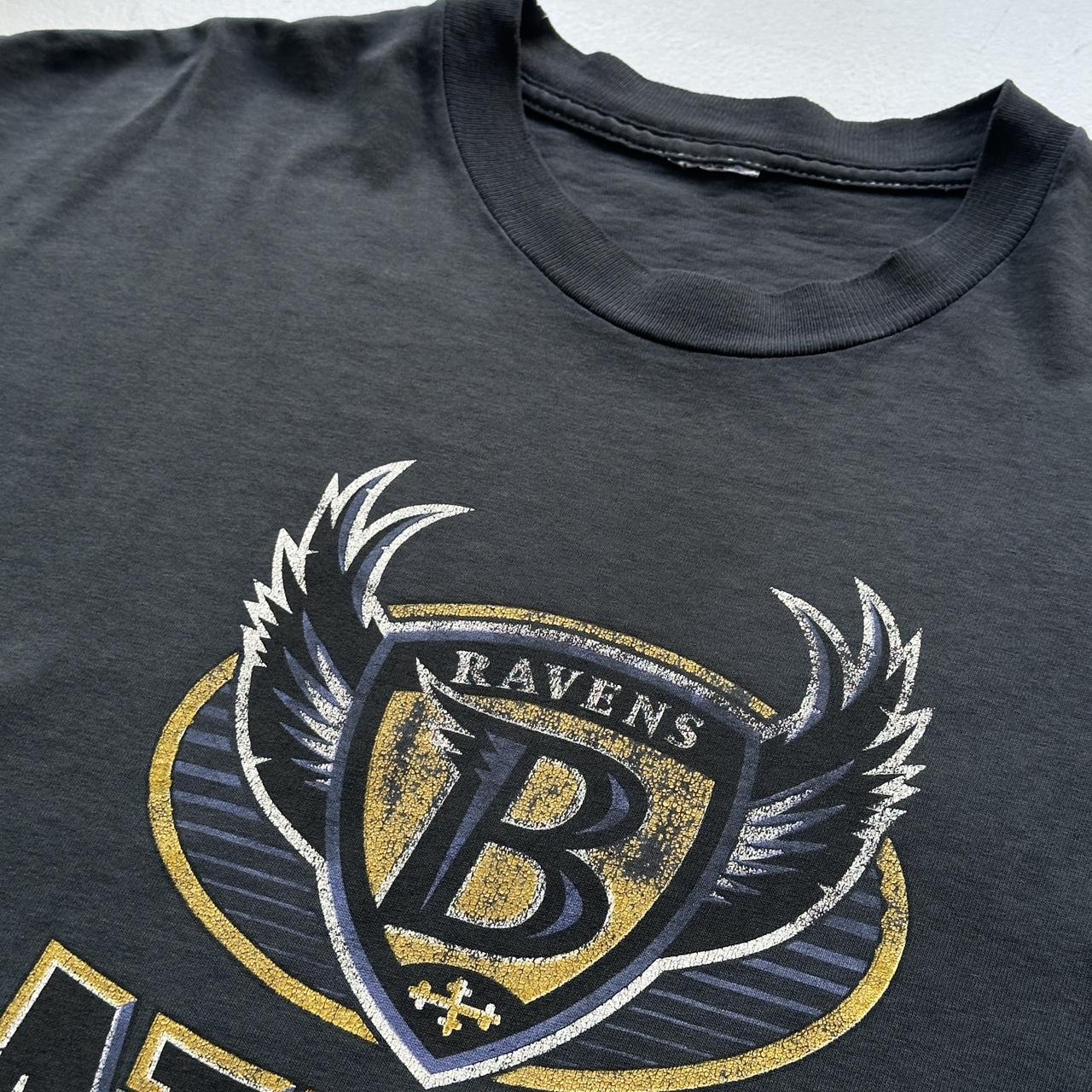 Charcoal Grey / Black Over Dyed Baltimore Ravens Vintage NFL 90's T-shirt - Large