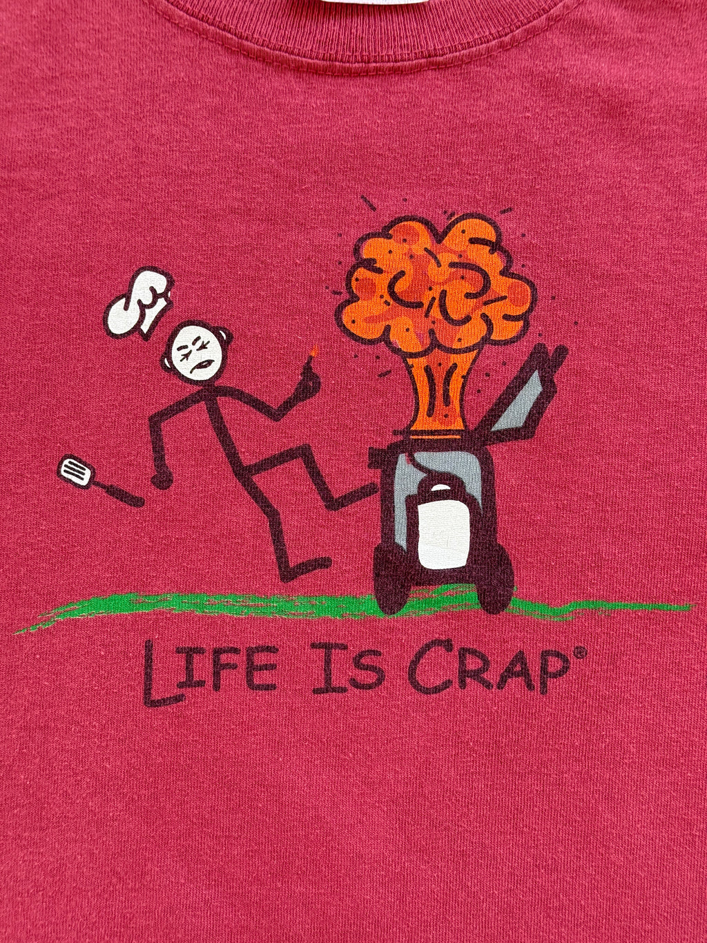 Red Life is Crap 00's Vintage Funny Slogan Graphic T-Shirt - XL
