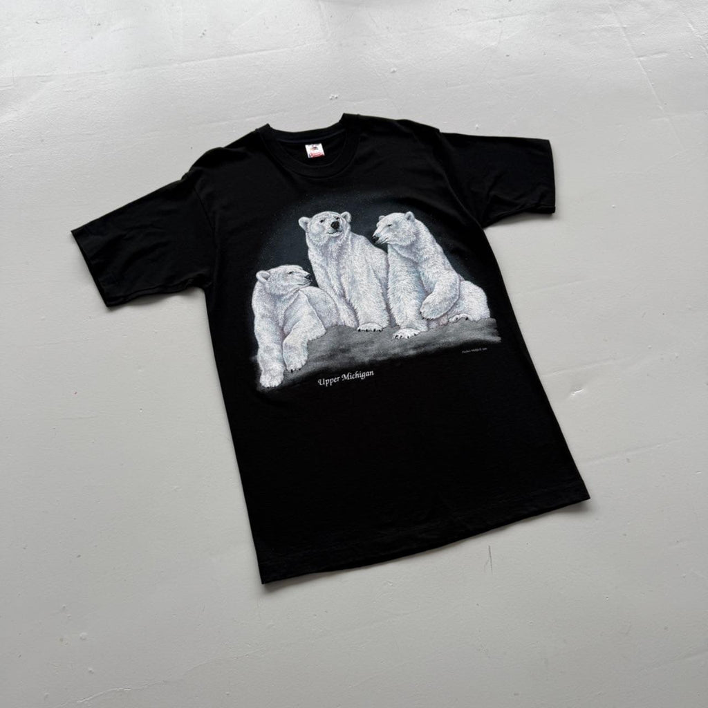 Black Polar Bear 90s Vintage Upper Michigan T-shirt - Large