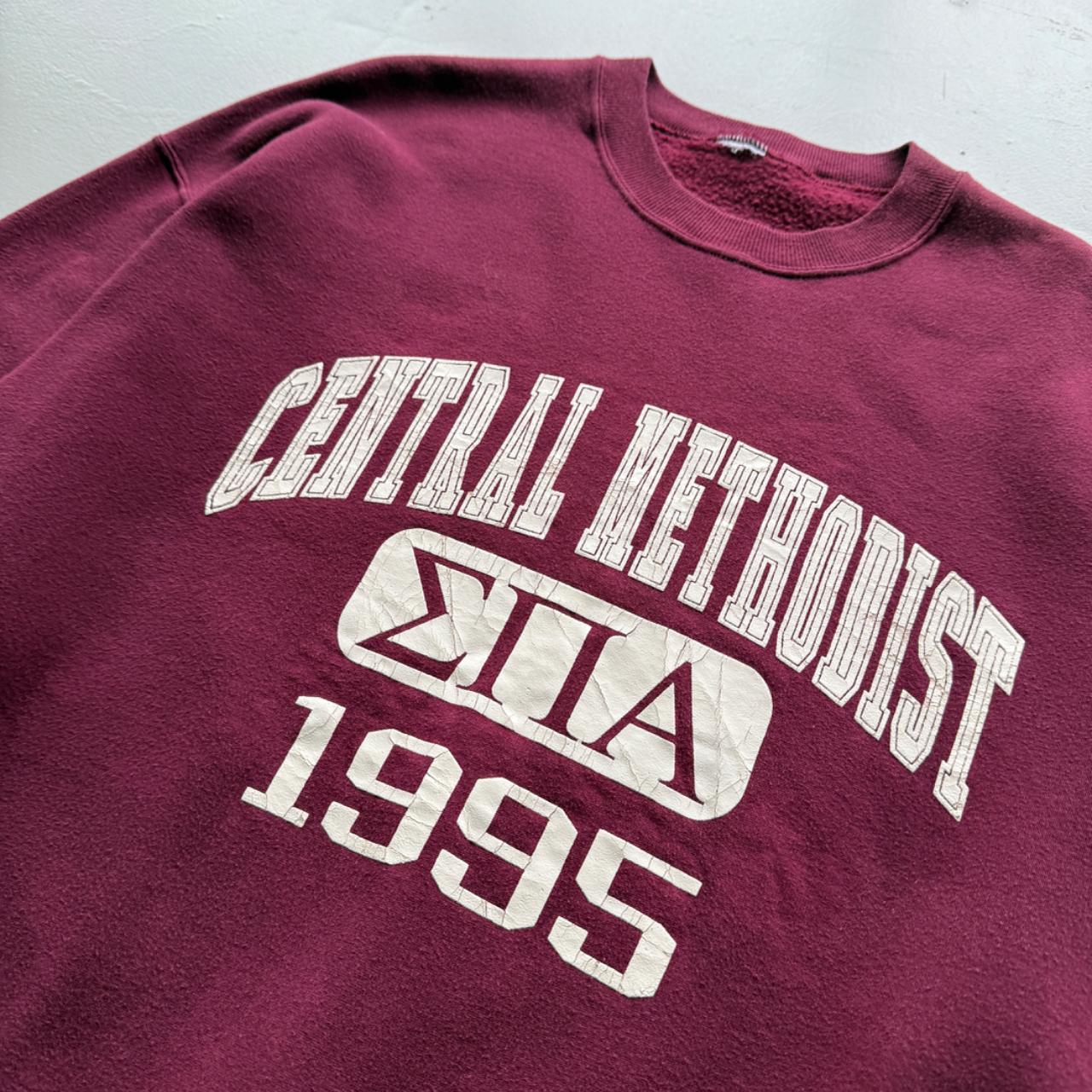Maroon Collage Frat 90's Vintage Graphic Sweatshirt - Large