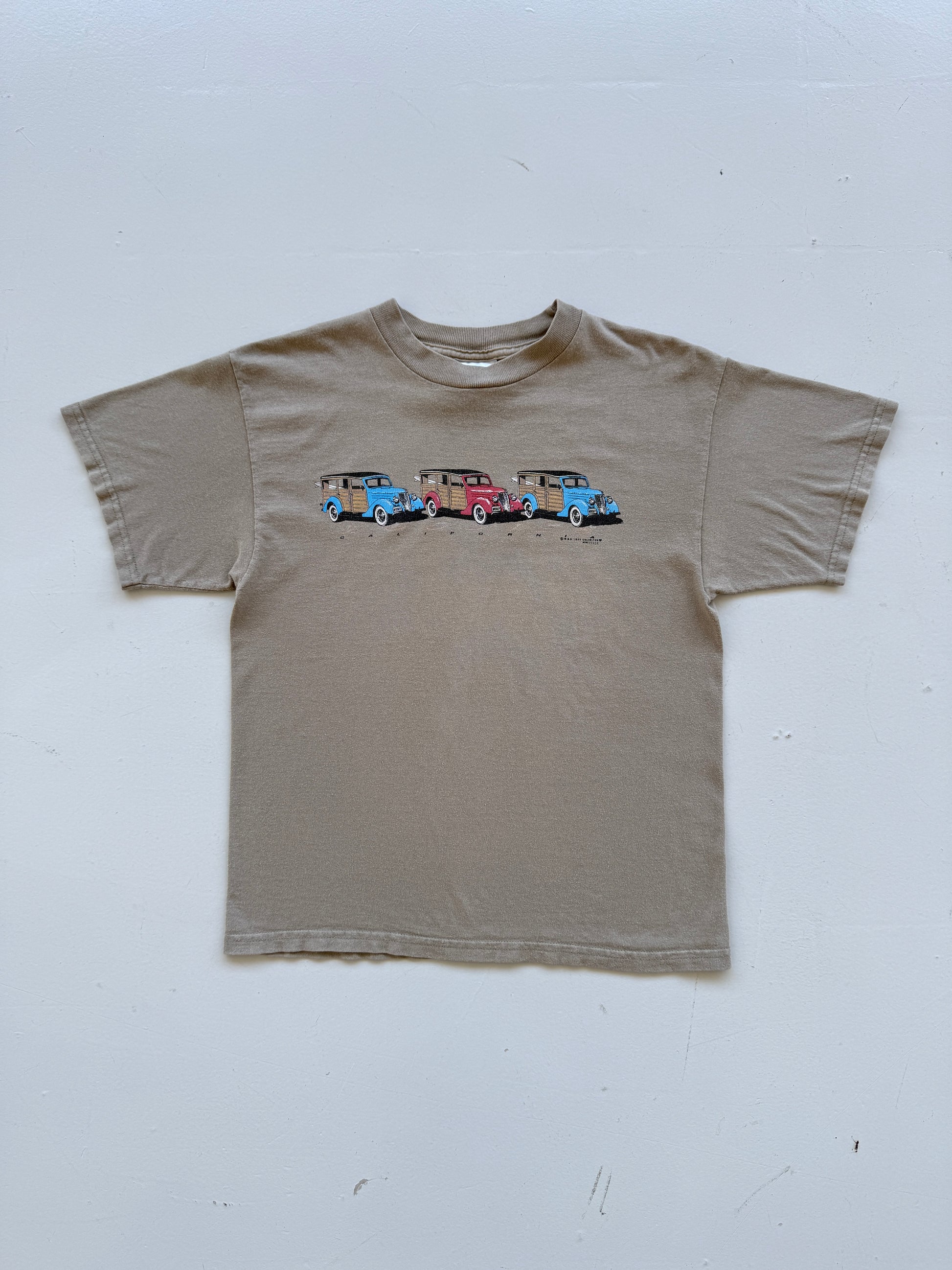 Beige California 00's Vintage Graphic Cars T-Shirt - Medium