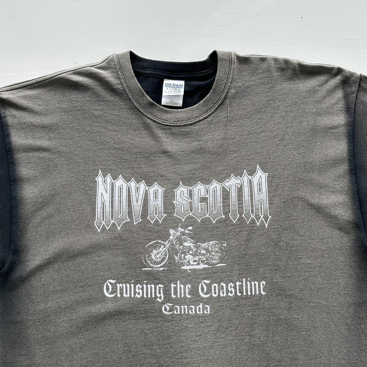 Black Faded Nova Scotia Biker Vintage 00's Graphic T-shirt - Large