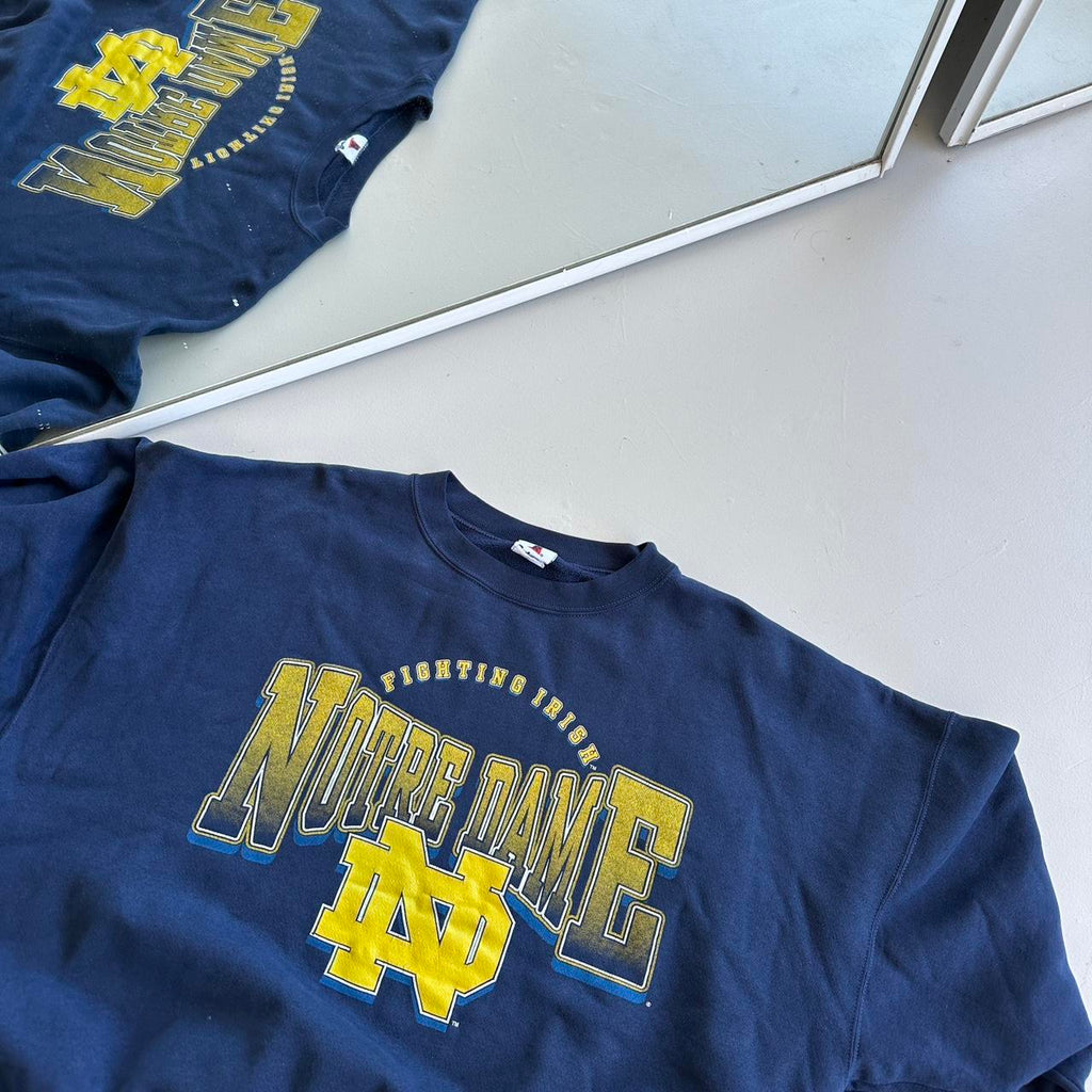Navy Notre Dame 90s Vintage Sweatshirt - XL