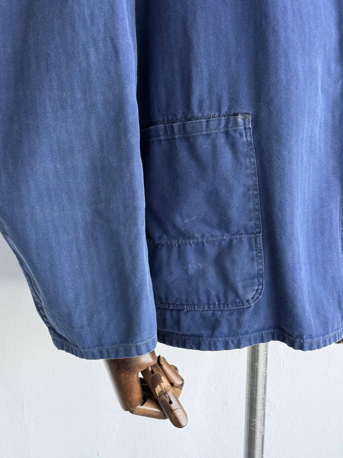 Blue Herringbone Cotton Vintage Workwear Chore Jacket CH499 - Large