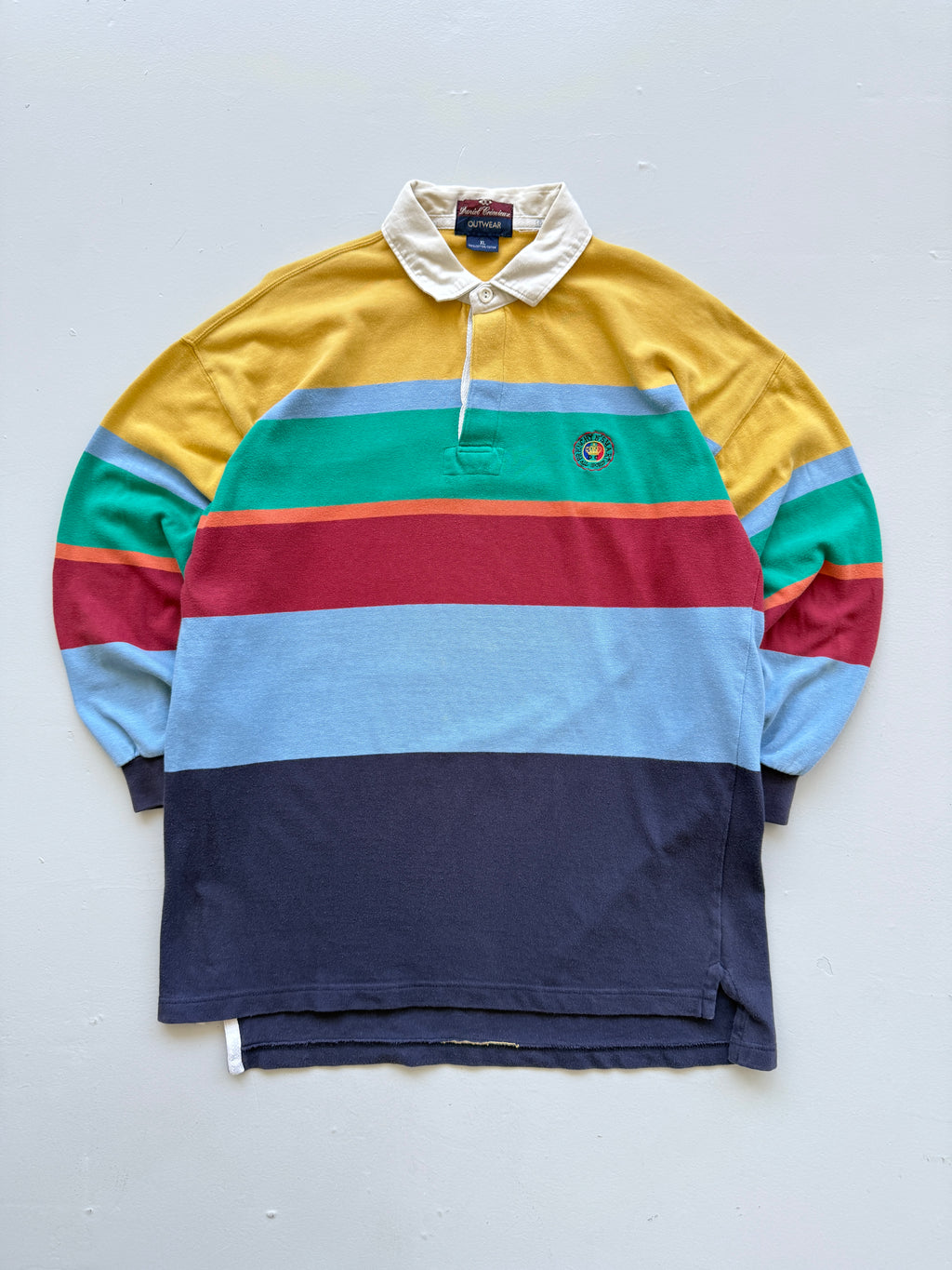 Daniel Cremieux Multistripe 90's Vintage Long Sleeve Rugby Polo - Large