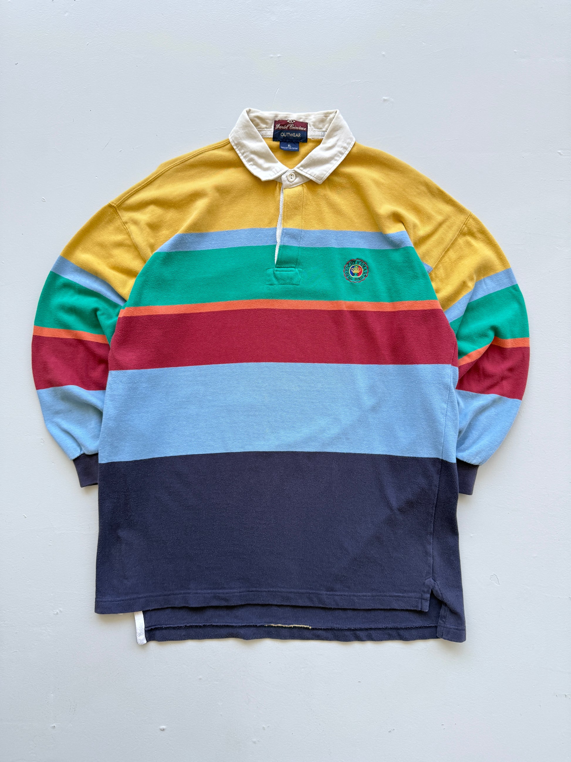 Daniel Cremieux Multistripe 90's Vintage Long Sleeve Rugby Polo - Large