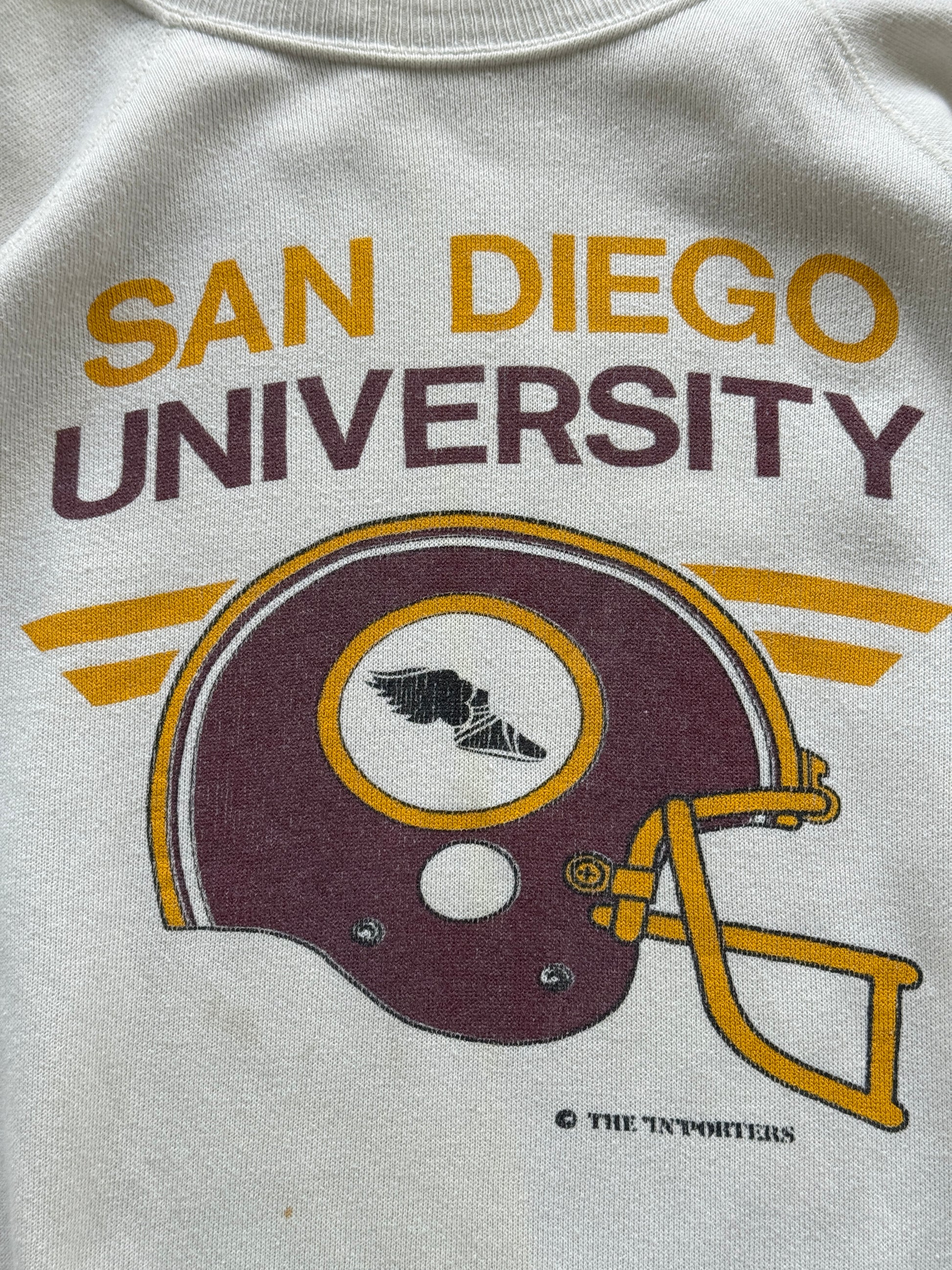White San Diego College Football 80's Vintage Graphic T-Shirt - Medium