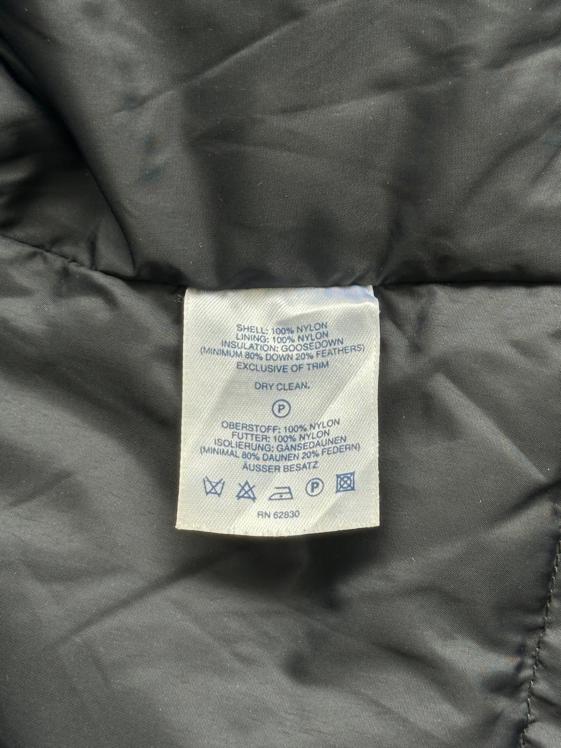 Navy Lands End Vintage 00's Goose Down Faux Fur Puffer - Womens Large 14-16
